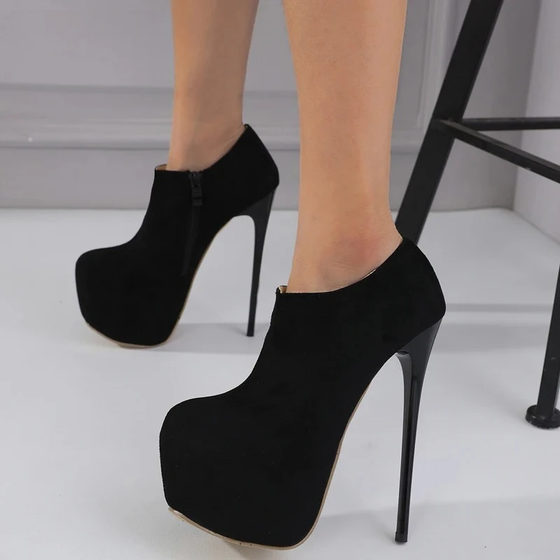 Aneikeh Spring Fashion Round Toe Ankle Boots Platform Women Zip Extreme Club Style Ultra High Heels Party Shoes Zapatos Mujer view 3