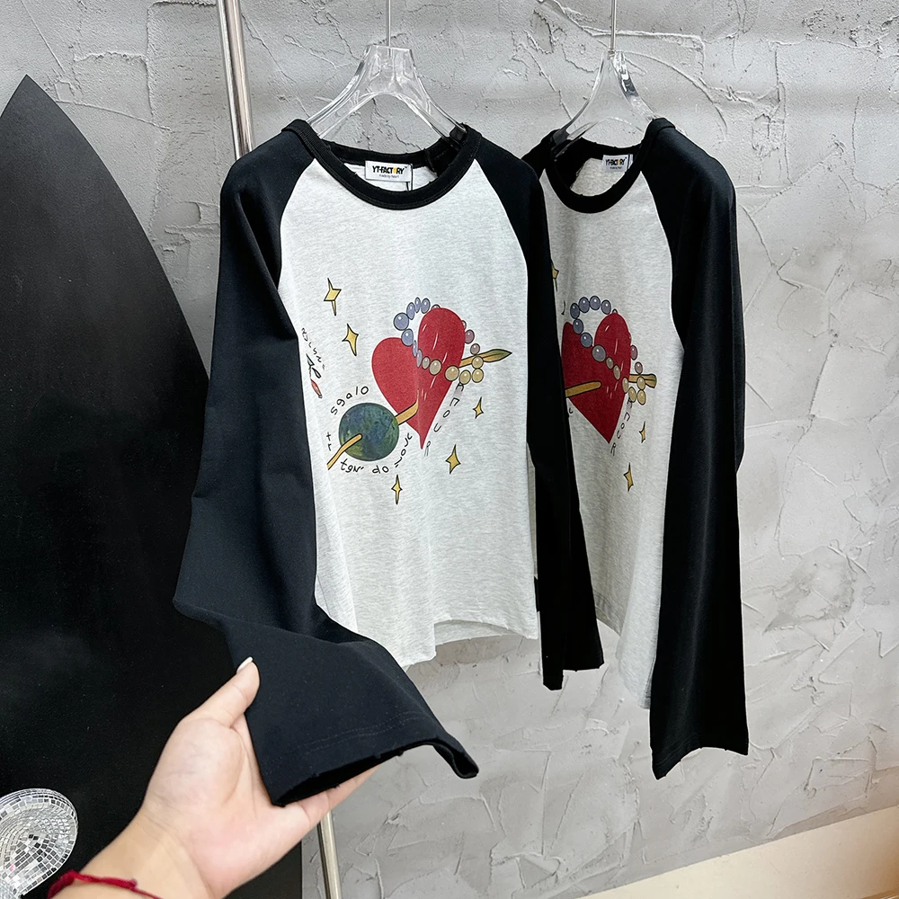 Summer Spring Top New Fashion Korean design love niche splicing color blocking versatile loose sun protection long sleeved