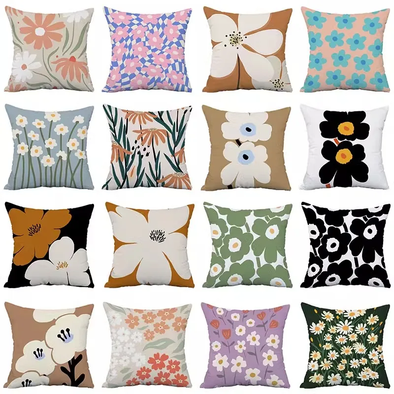 Simple Flower Pattern Pillowcase Dormitory Decoration Office Living Room Sofa Home Pillowcase