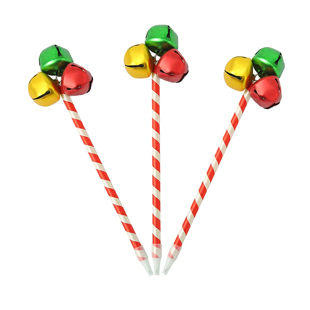 

3 Pcs Pen Christmas Bell Xmas Holiday Stationery Supplies Metal Jingle Bells Ornament