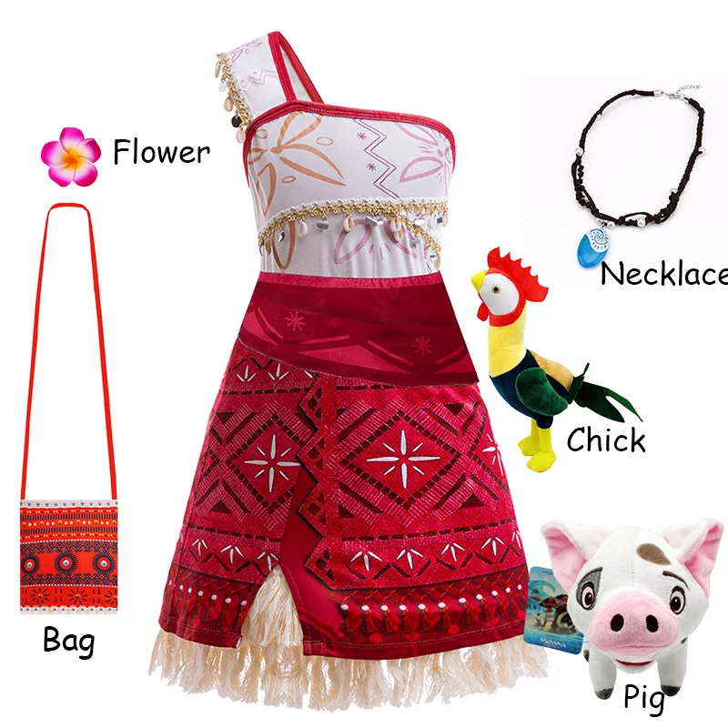 Disney New Movie Moana 2 Girls Princess Dress Party Adventure Costume Girls Fancy Clothes Children Vaiana Pig Chick Outfit 2-12Y