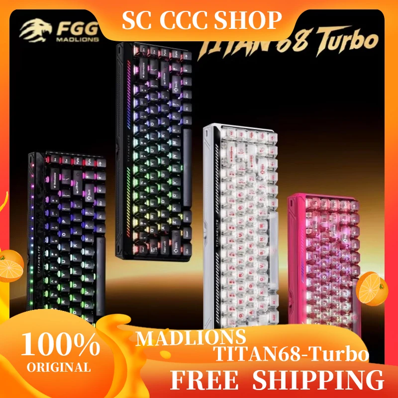 

MADLIONS TITAN68 RGB Wired Gaming Keyboard 68 Keys Carbon Fiber Magnetic Axis Turbo Esports Keyboard for Office accessories Gift