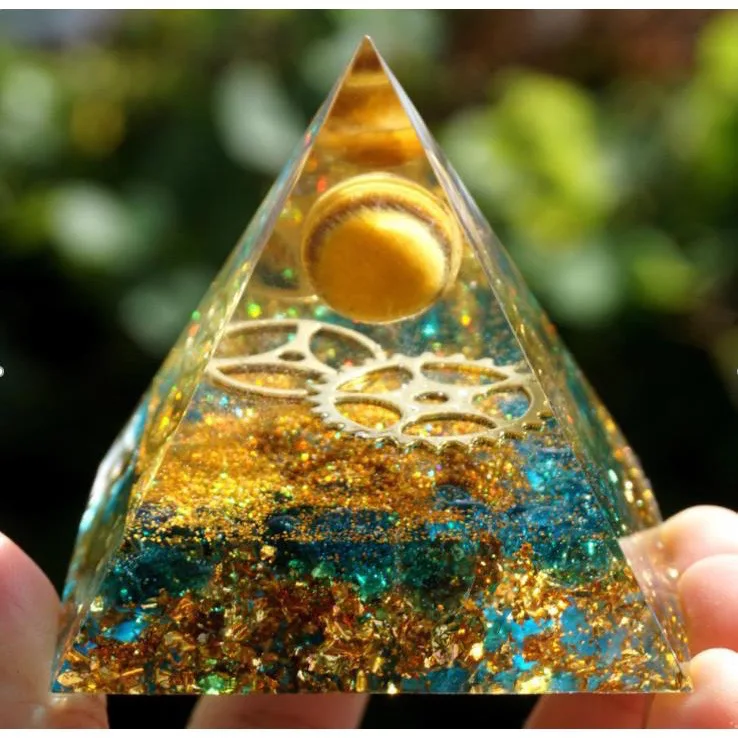 6CM Orgone Pyramid Money Healing Crystals Pyramid for Positive Energy Luck Crystal That Promotes Wealth Prosperity and Success