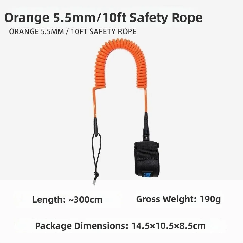 5.5mm/10ft Sup Board Foot Leg Rope Elastic 8 Colors Practical Coiled Surfboard Leash Surfing Stand Leash for Training Exercise