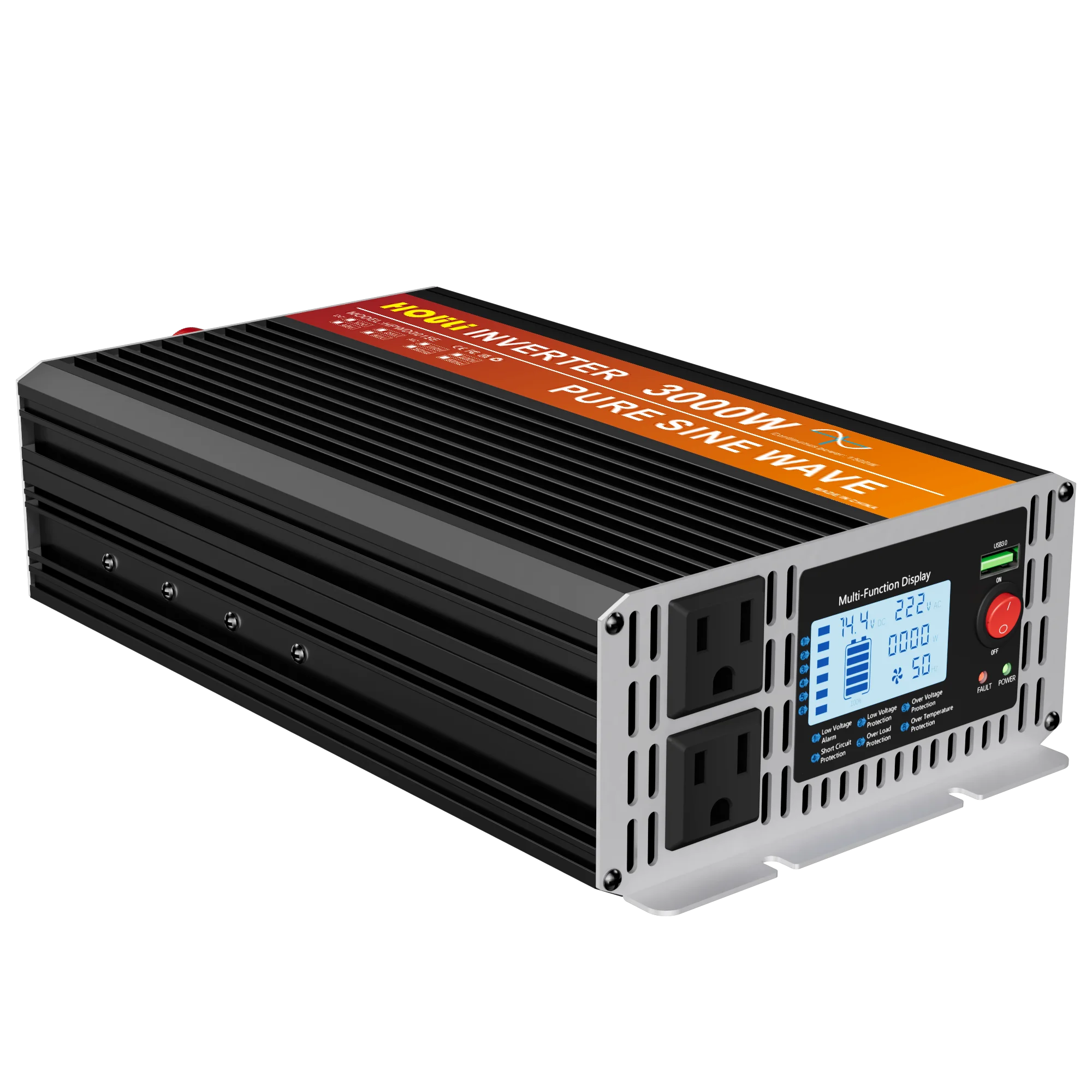 HOULI dual inverters 12v to 110v 2000w 3000w 4000w 5000w solar inverter pure sine wave US Socket