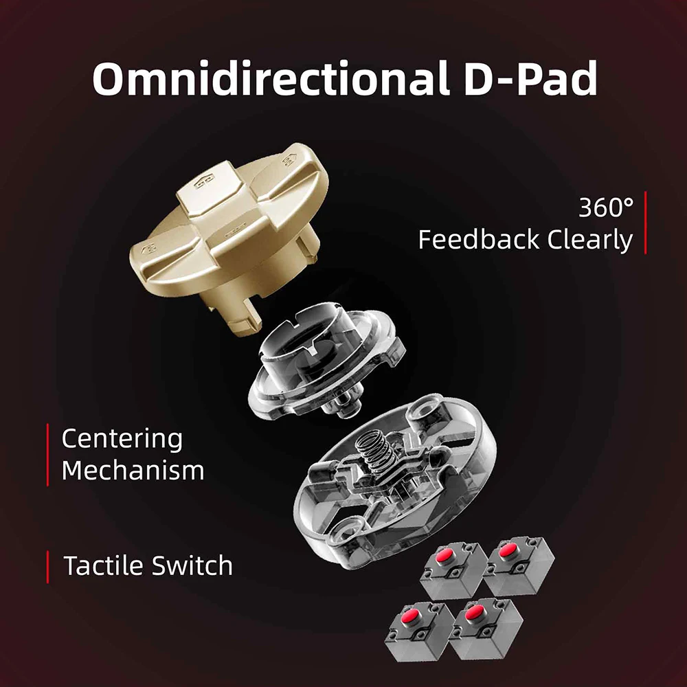 وحدة تحكم لاسلكية BEITONG KP40 باللون الأسود الذهبي للكمبيوتر/Switch/iOS/Android/Steam، عصا تحكم TMR قابلة للتعديل، مشغل TMR