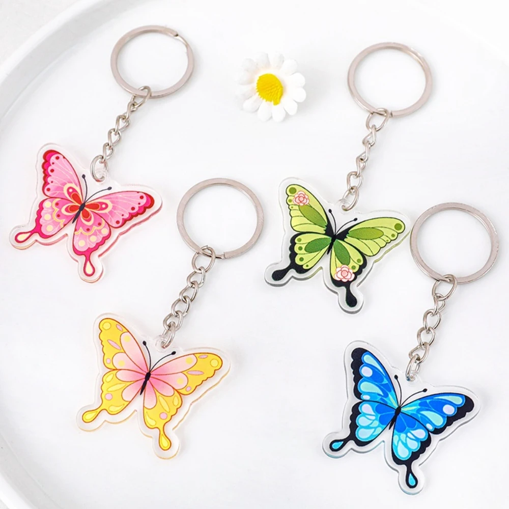 Colorized Butterfly Keychain Student Cartoon Lovely Bag DIY Decorative Pendant Key Ring