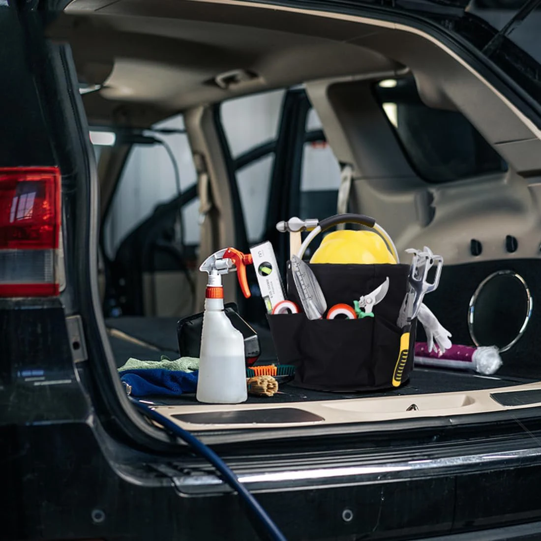 2025 17L تخزين كبير المنظم حقيبة غسيل السيارات تخزين سلة قابلة للطي نزهة حمل العلبة في الهواء الطلق مع مقبض أداة حقيبة التنظيف