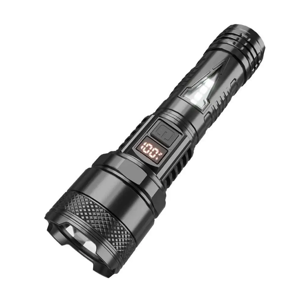Super Bright Outdoor Spotlight Flashlight Type-C Fast Charging Waterproof with LCD Digital Display 4 Operating Modes