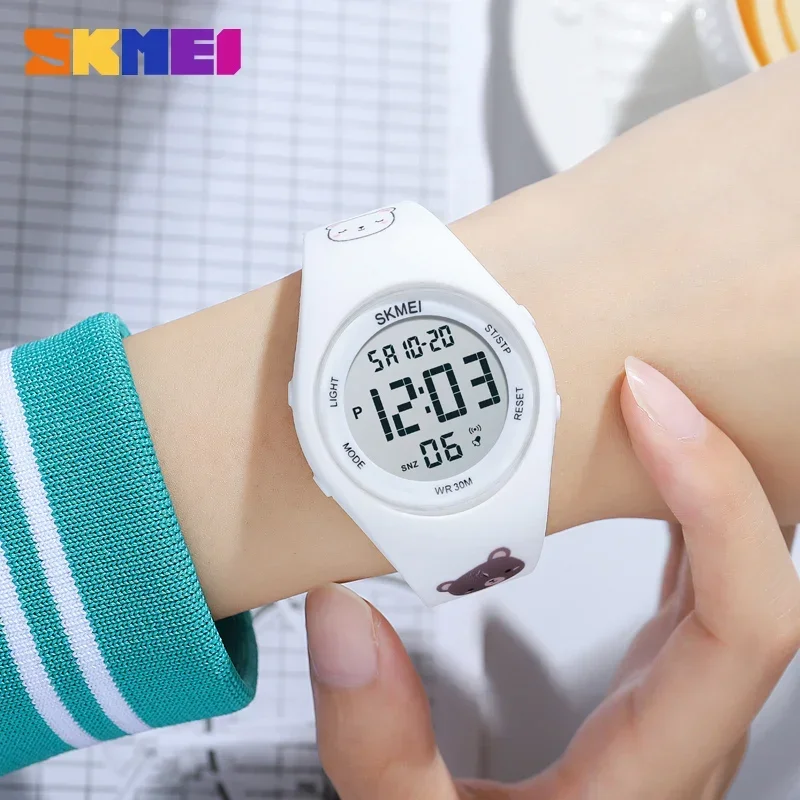 SKMEI Waterproof Back Light Chrono Countdown Kids Wristwatch Clock For Boys Girls Cute Cartoon Panda Pattern Watch 1865