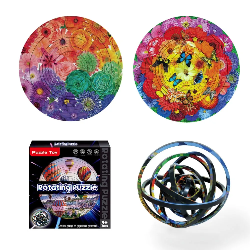 

360° Rotating 3D Rotating Puzzle DIY Building Block Spinners Ball Jigsaw Cat Creative Double Sided Rotating Ball