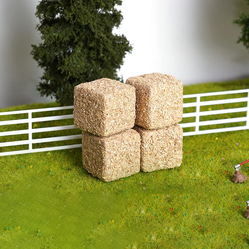 5PCS Mini Simulation Square/Cylinder Haystack Model Kits DIY Micro Farm Landscape Ornaments Diorama Accessories