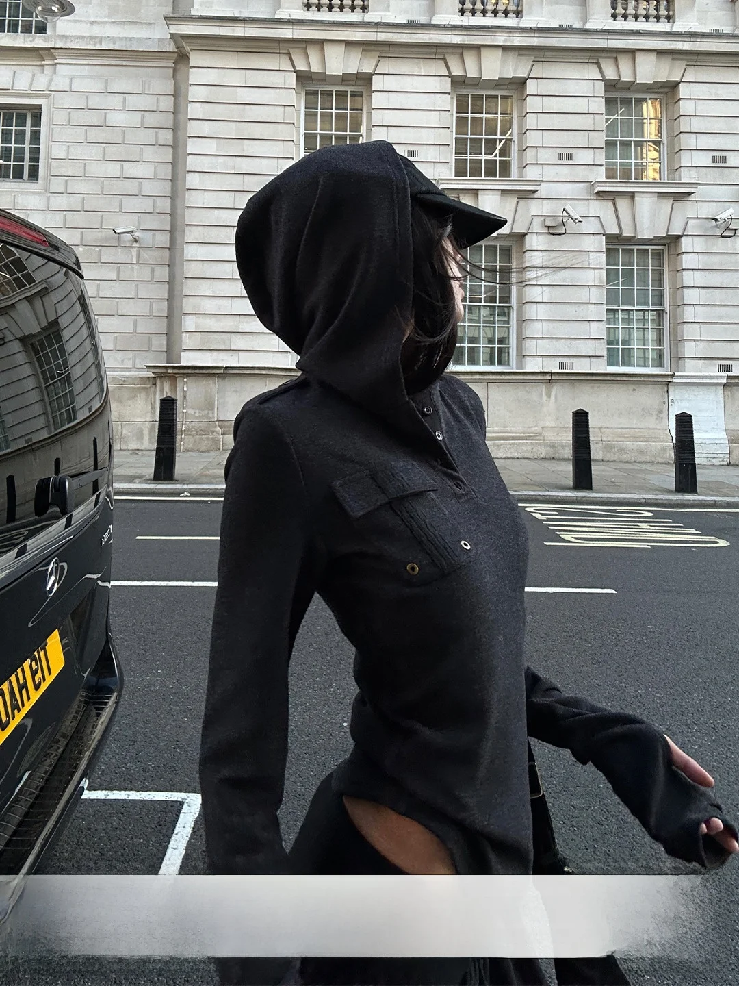 

Warden adow Menger Hooded Knitted Slim Fit T-irt for Women Winter Base Layer irt Long Sve Cap Sve