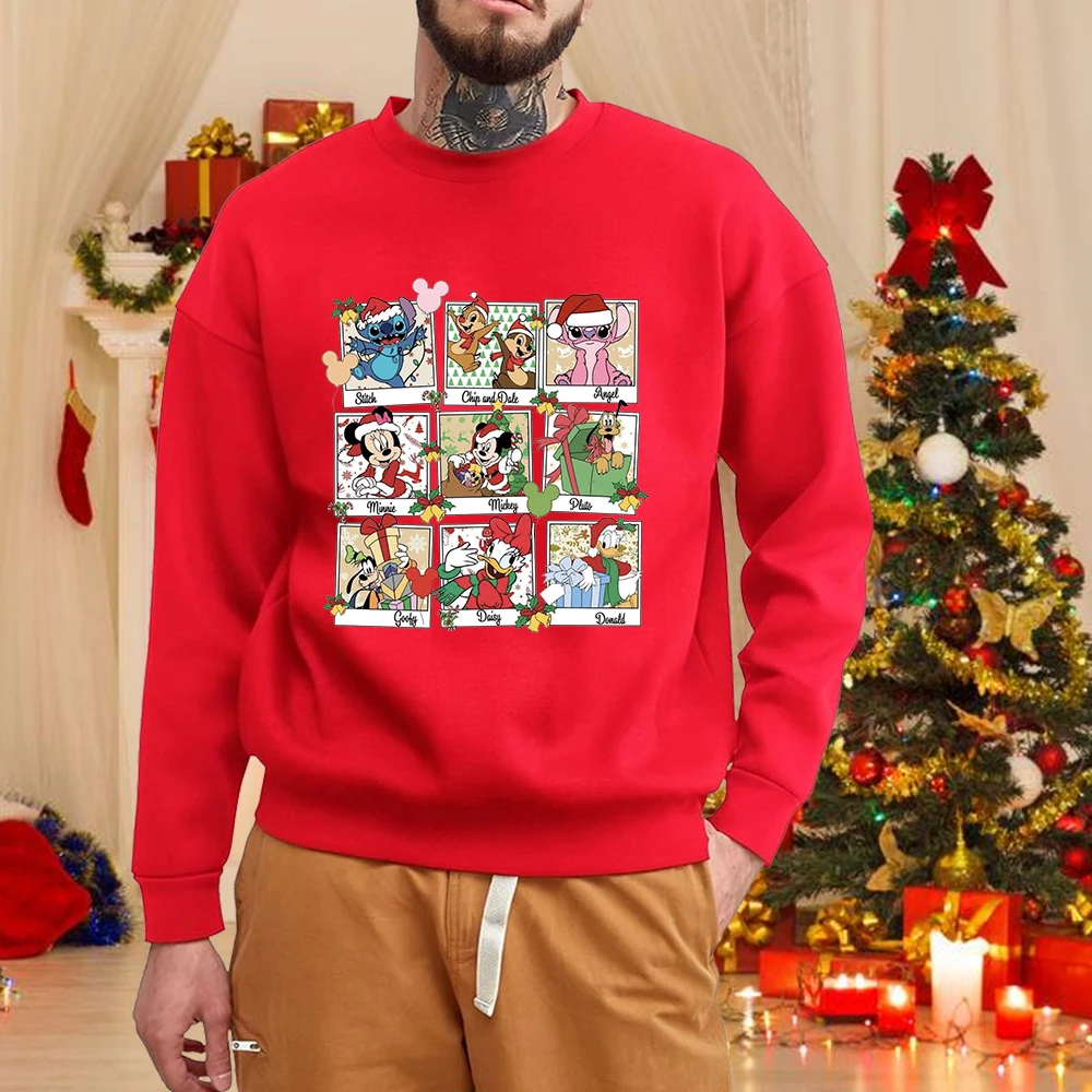 

Disney Cartoon Christmas Print Sweatshirt Men's Long-Sleeve Crew Neck Pullover Christmas Sweatshirt