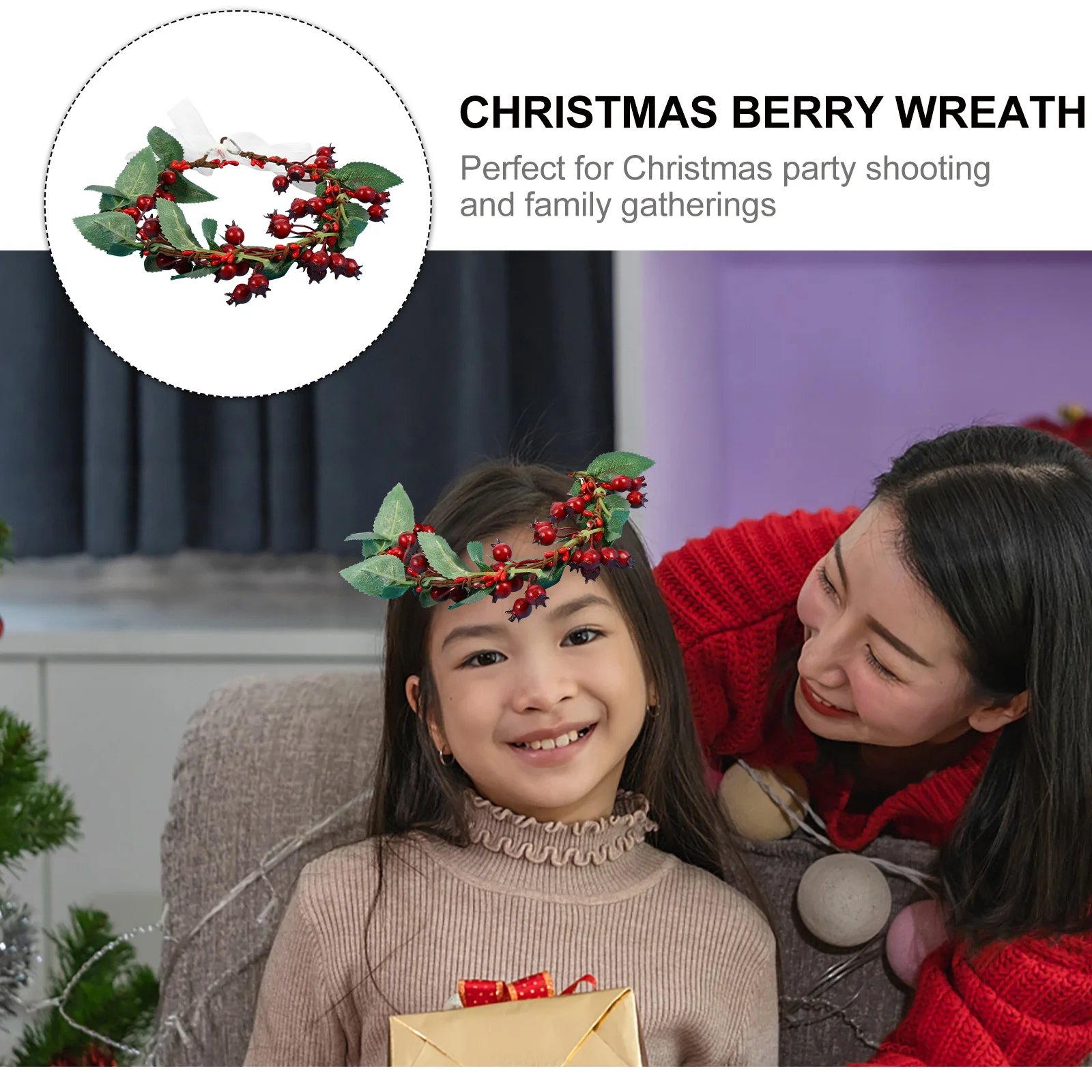 Christmas Berry Wreath Fashionable Headwear Women Headband Mori Department Textile Headdress Headpiece Women's