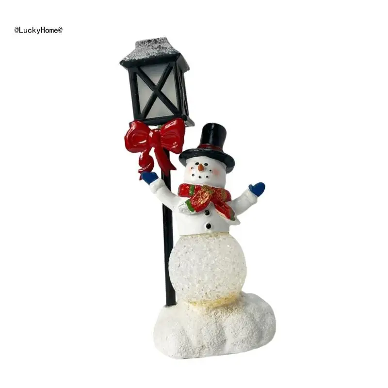 Holiday Cheer Satas Snowmans with LED Light Up Lampost Christmas Home Decoration 11UA