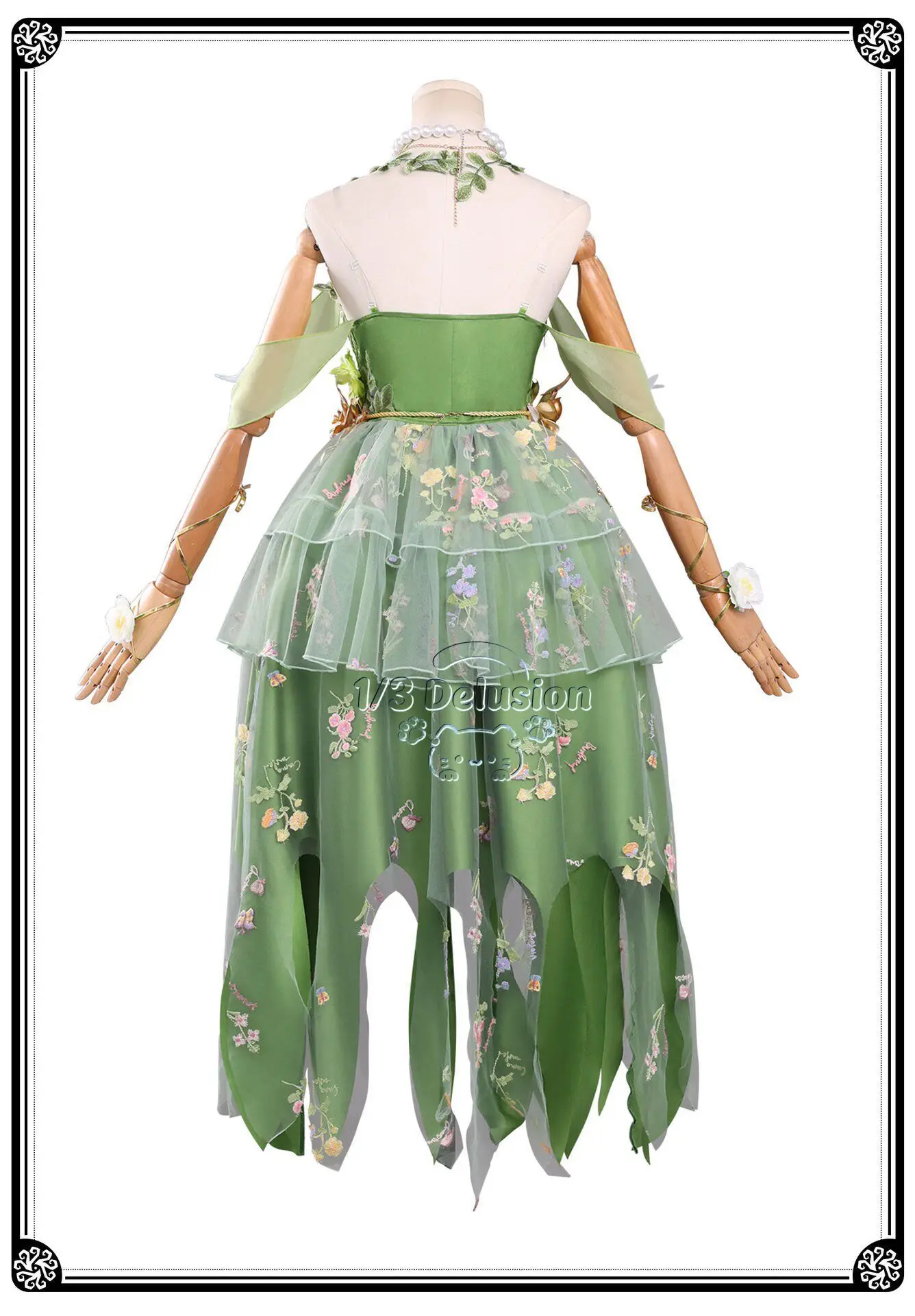 

Identity V Gardener Cosplay Costume Eternal Summer Never Fades Green Tulle Dress Cosplay Dress Forest Fairy Style 1/3 Delusion