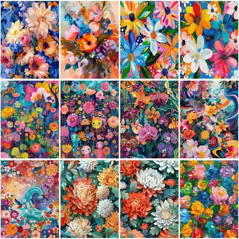 GATYZTORY Paint By Number Colorful Flowers Drawing On Canvas HandPainted Art Gift DIY Pictures By Number Kits Home Decor