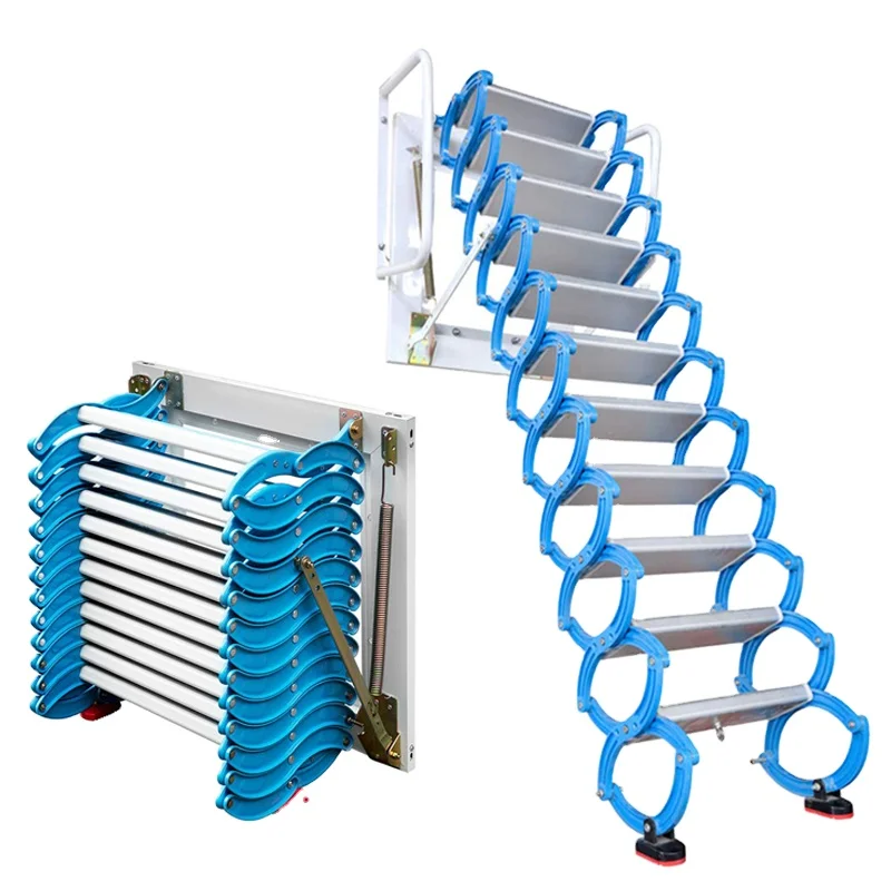 

Modern Design Manual Aluminum Folding Attic Ladder Space-Saving Steel Telescopic Stairs for Home Loft Access EN131 Certified