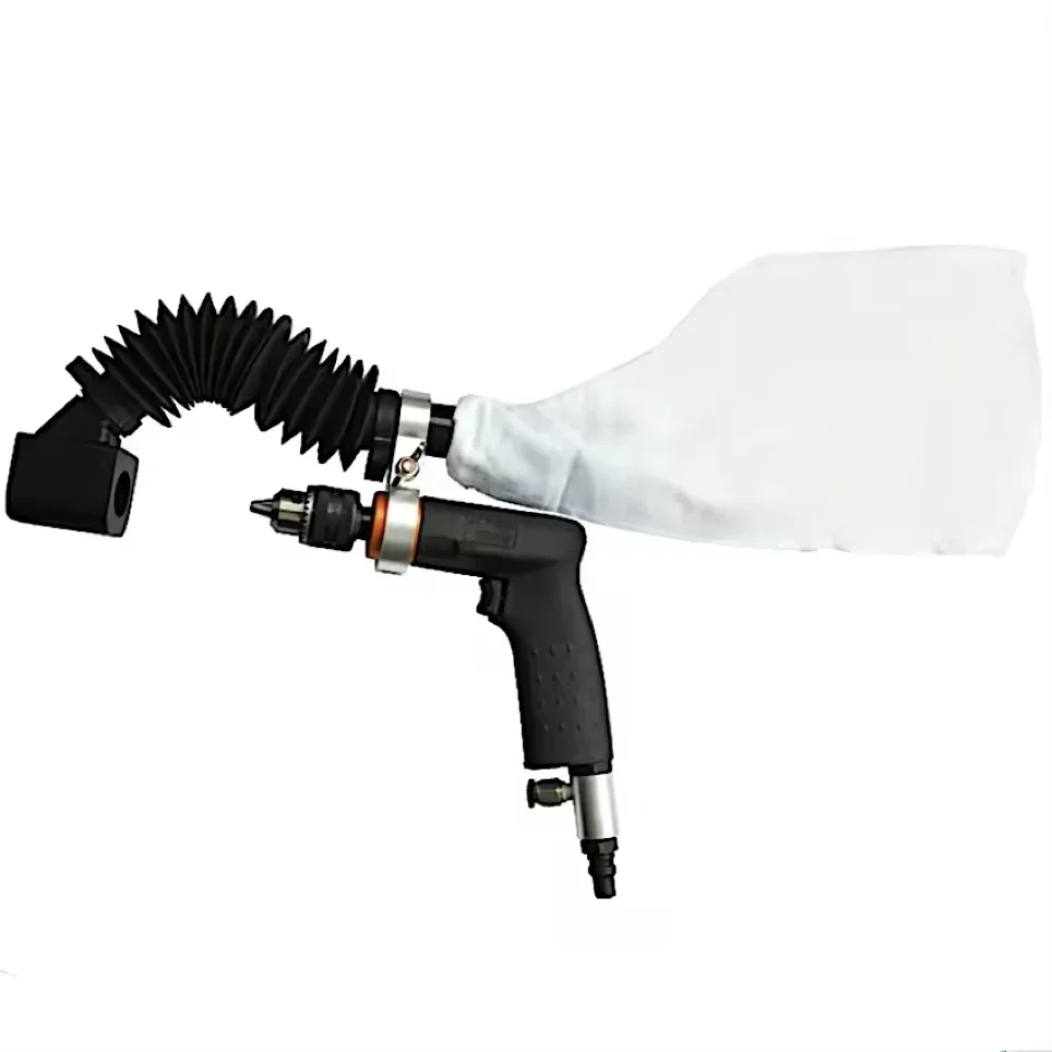 TY13820VA Industrial Pneumatic Central Vacuum Drill 8mm Chuck  2000 rpm .45   Pistol Grip Drilling Dust Collection Attachment