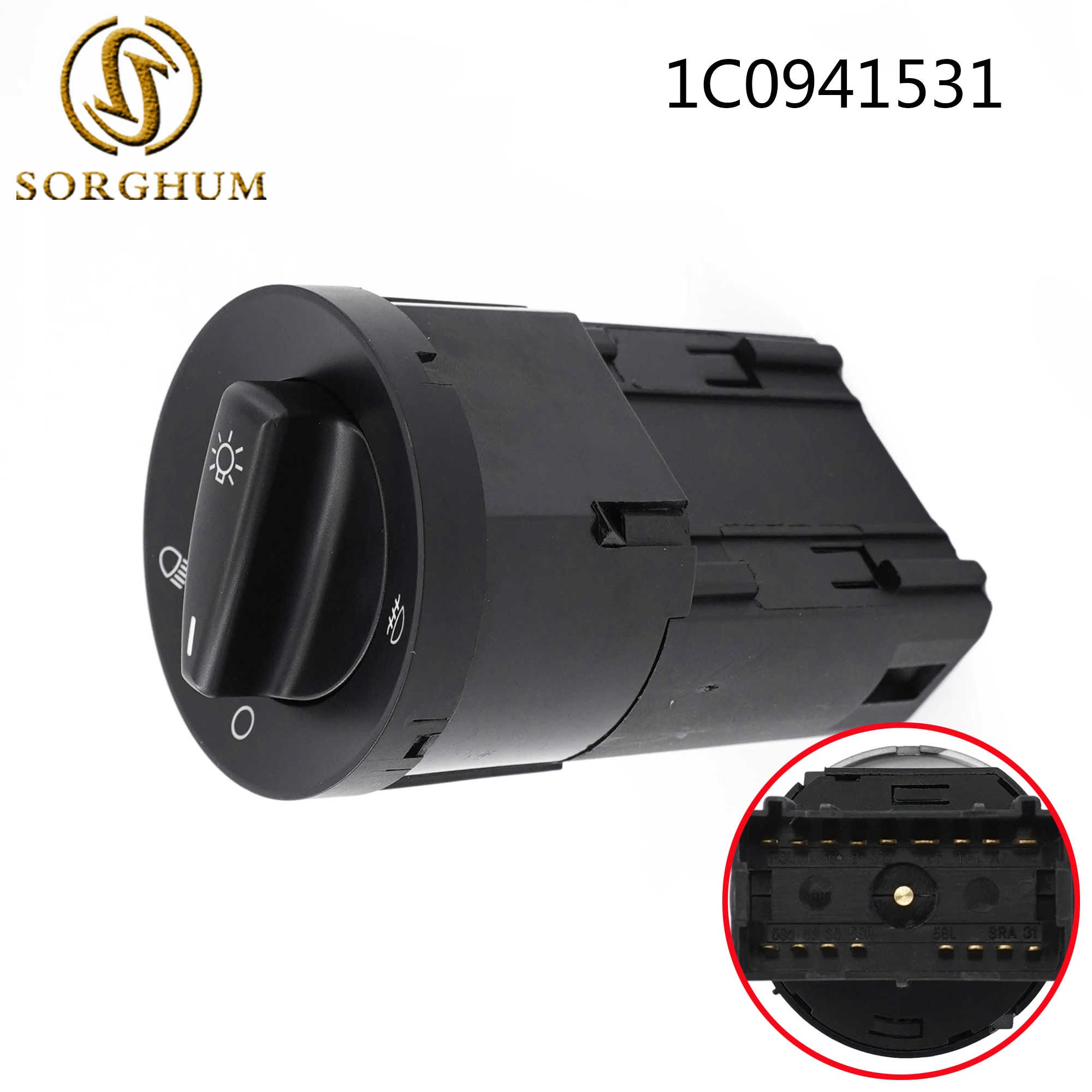 

Sorghum 1C0941531 Headlights Headlamp Fog Light Switch Rotary Button For Volkswagen VW Jetta MK4 Bora Golf Passat 5 Beetle