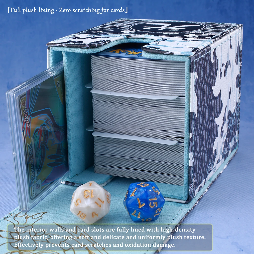 Blue-Eyes White Dragon Card Storage Deck Box, displayvenster, biedt 120 kaarten met mouwen, magnetisch PU voor YuGiOh PTCG MTGame-kaarten