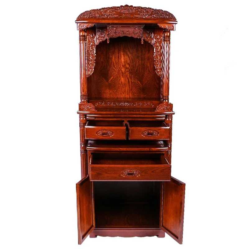 Buddha Niche Clothes Closet Solid Wood Buddha Cabinet Avalokitesvara Worship Desk-Style God of Wealth Cabinet