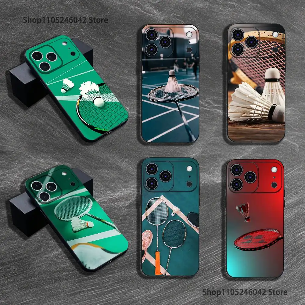 

Sport Badminton Cool Phone Case For iPhone 17,16,15,14,13,12,11,Pro,XS,Max,XR,Plus,E,SE4,Mini Black Shockproof Soft Cover