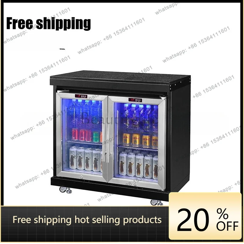 YJ Weatherproof Stainless Steel Outdoor Kitchen Refrigerator Cabinet Patio Backyard BBQ Built-in Fridge Storage Cabinet