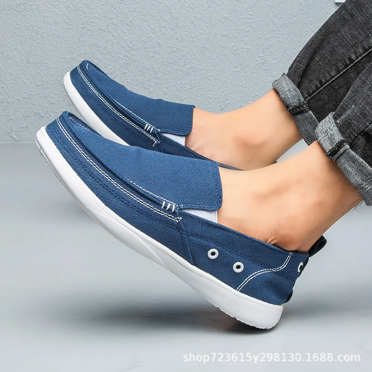 

Men's Canvas Shoes Korean Style Loafers Slip-On Flat Shoes Breathable Wear-Resistant Casual Shoes Fashion Men's Shoes 2023