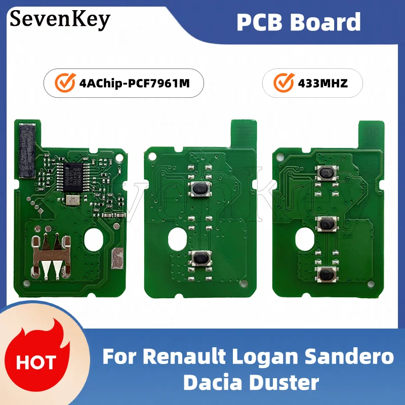 2 3 Button 4AChip PCB 433MHz Car Remote Control Key Circuit Board For Dacia Sandero Duster Logan Dokker For Renault Trafic Clio4