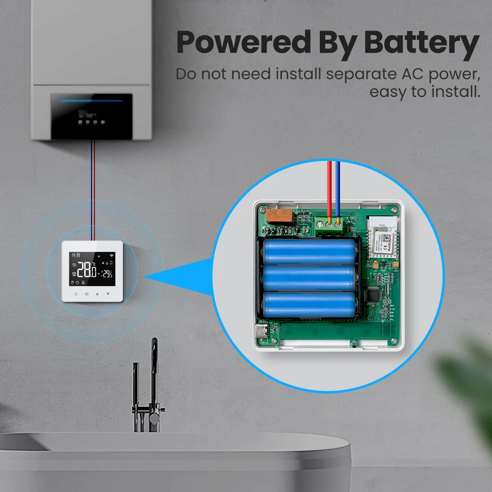 AVATTO-termostato inteligente Tuya Zigbee, controlador de temperatura de caldera de agua/Gas, contacto seco, funciona con Alexa y Google Home