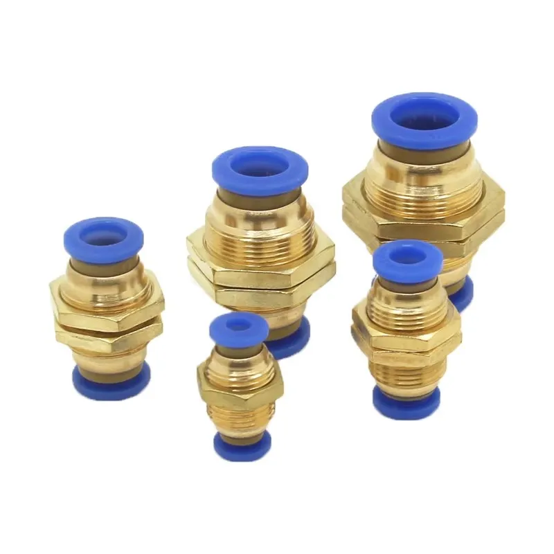 Pneumatic Fittings PM Bulkhead Straight Connectors 4/6/8/10/12 mm Push in Hose Connector Air Pipe Fitting Quick Release Fitting