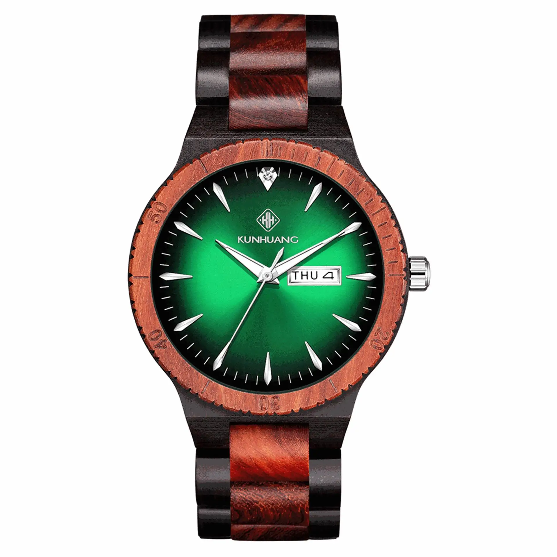 New wooden brand watches, fashionable Japanese hot items, dual calendar quartz watches, wood watch wholesale