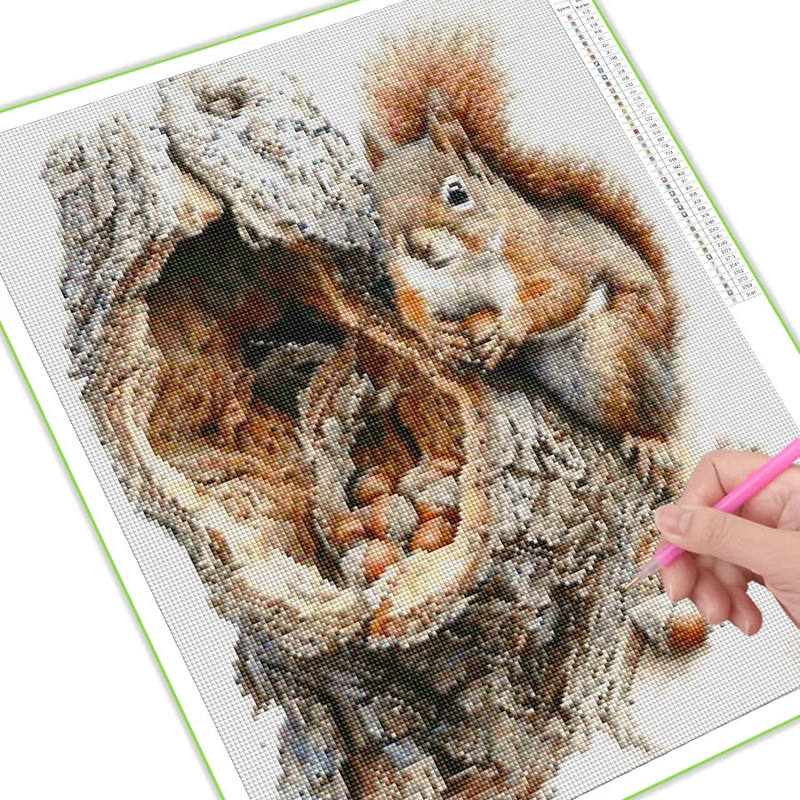 Diy Full Mosaic Art Animal Squirrels Diamond Painting New 2024 Tree Hole Jewelry Cross Stitch Kits Rhinestone Embroidery Picture