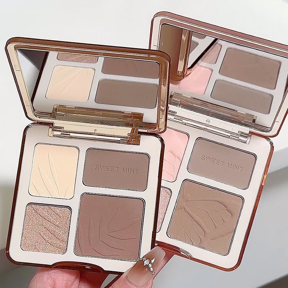 Four Color Contouring Tray Highlight Contouring - Body Tray Matte Shine Powder Highlight Solid Contouring 3D Nose Shadow Cosmeti