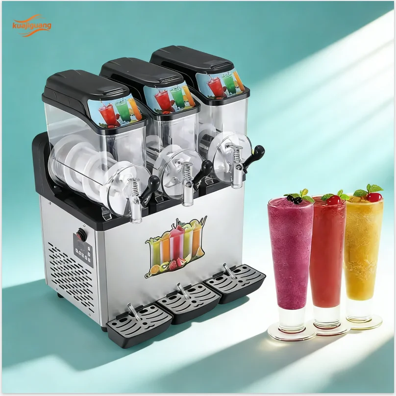 Nueva Máquina de Hielo y Bebidas Congeladas Multifuncional Eléctrica de 12L*3, Precio de Fábrica, para Jugos, Smoothies y Margaritas