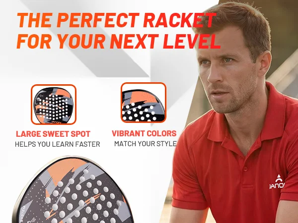 IANONI 8100 ORANGE Padel Racket Carbon Fiber Surface with EVA Memory Flex Foam Core Lightweight Padel Racquet