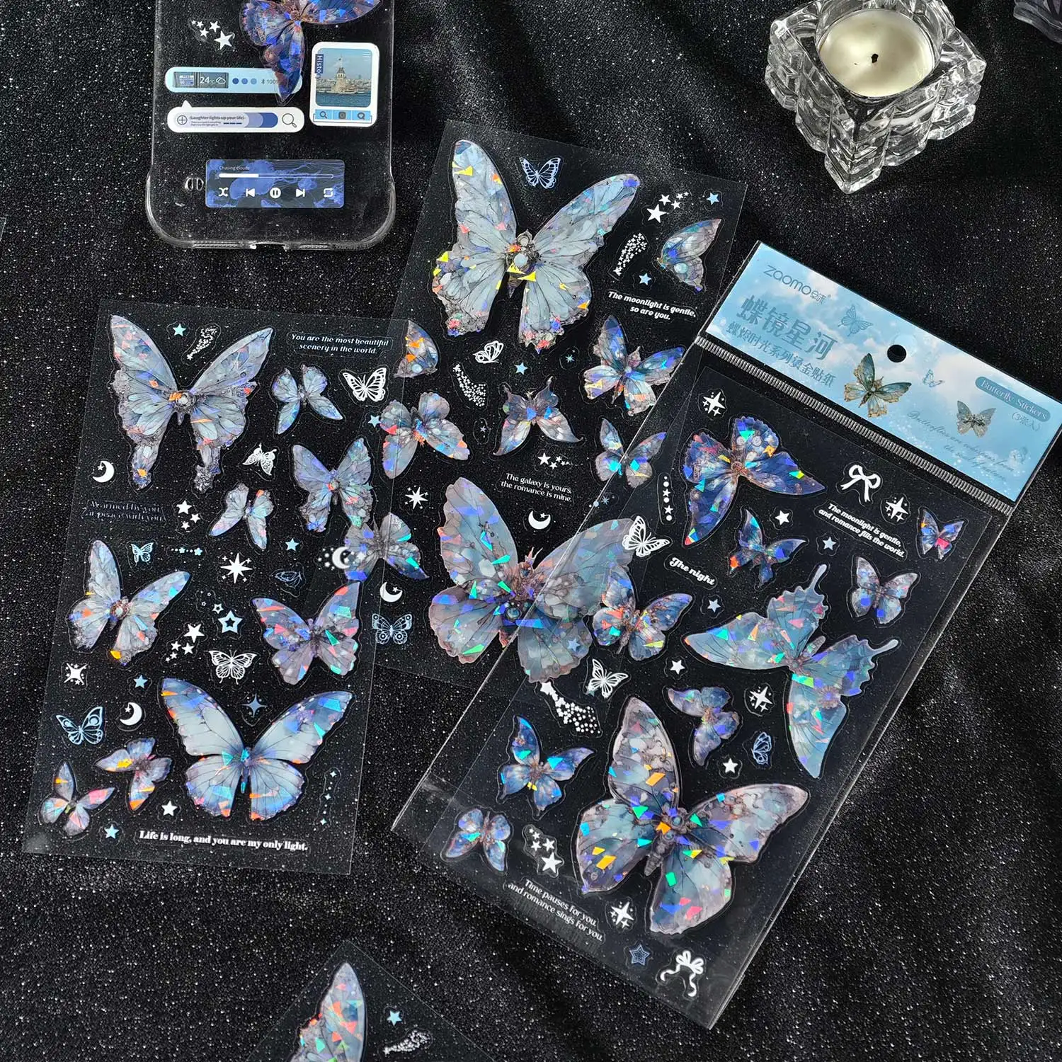 Набор наклеек с бабочкой для домашних животных, бабочка Ember Time Series, горячее тиснение, водонепроницаемый светильник в виде ракушки, справочник, материал «сделай сам», декоративная наклейка