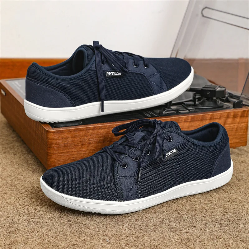 

New Large Size Wide Toe Men's Shoes Breathable Mesh Sports Shoes Low Top Lace Up Casual Shoes