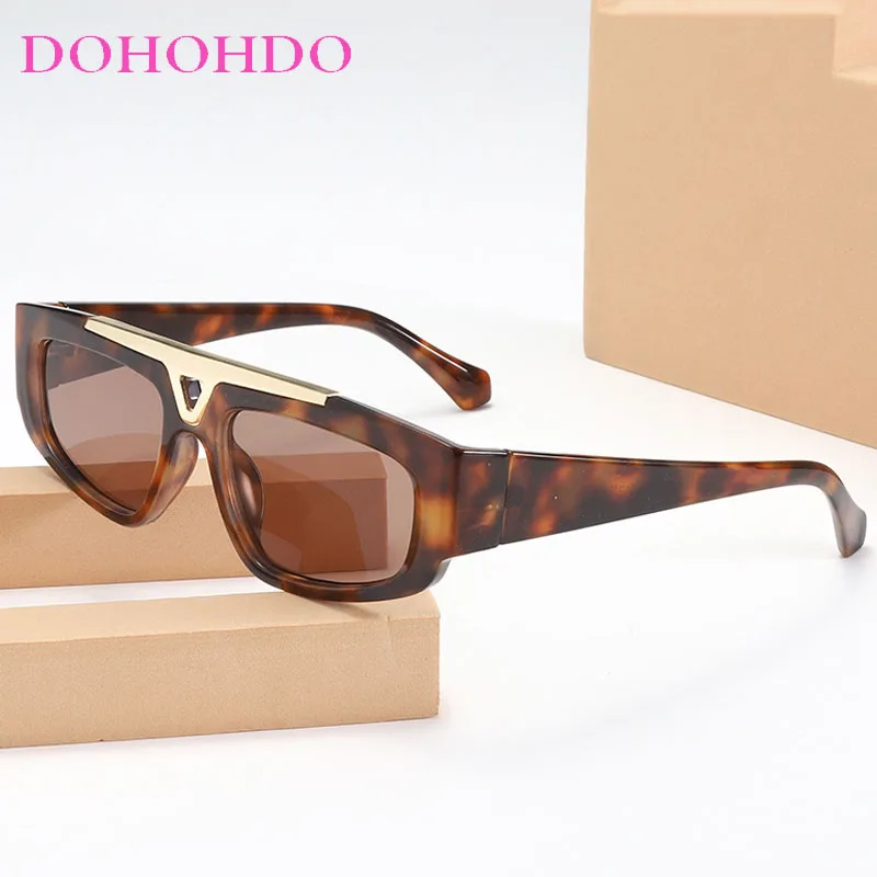 

DOHOHDO Small Frame Fashion New Cat Eye Sunglasses Women Double Bridge Narrow Gradient Eyewear Men Trendy Glasses Shades UV400