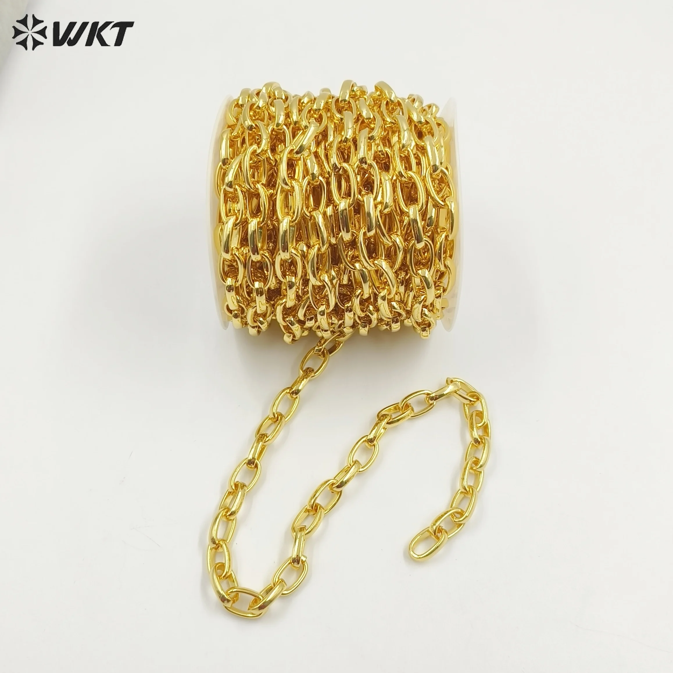 WT-BC222 New Big Oval Chunky 18K Gold Electroplated Metal Link Cross Jewelry Chain Popular Style Unisex Necklace Findings