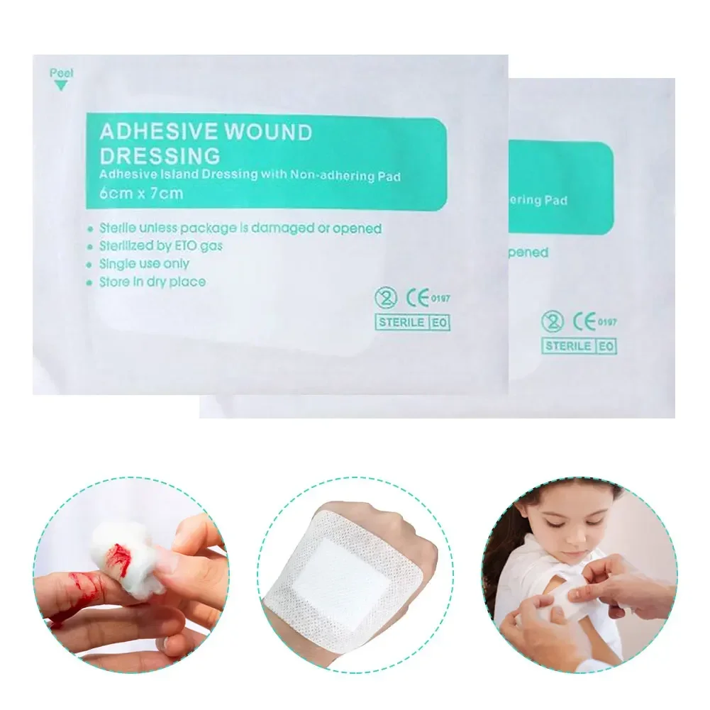 

6x7cm 6x10cm Medical Band-Aids First Aid Adhesive Hemostasis Plaster Disposable Non-Woven Wound Care Accessories Gauze Bandages