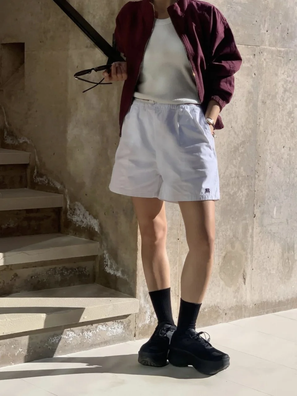 FARVEN Casual Embroidered White Sports Pants Women's Straight Leg ort orts High Waist Cotton Blend Summer Commute Sle