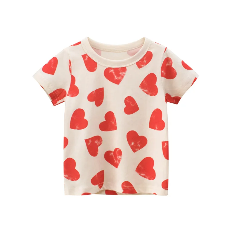 Camiseta infantil com mangas estampadas, roupa de menina infantil, top de bebê, crianças, meninas, 2 a 8 anos, verão, 2022