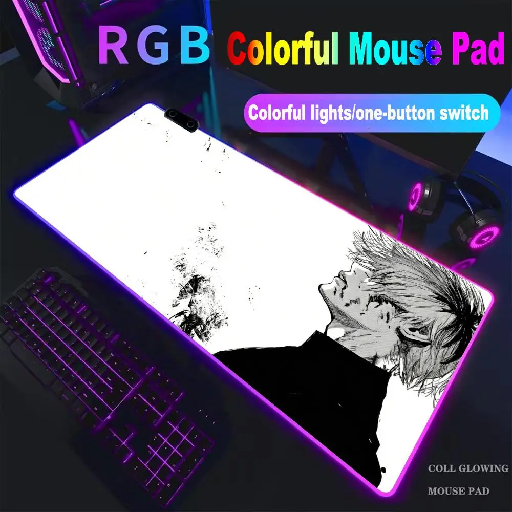 

Mouse Pad Mouse Pad Tokyo G-Ghoul Ken Kaneki High-end E-sports RGB LED Pc Large Student Writing Pad Gamer Luminous Mat HYBXXC