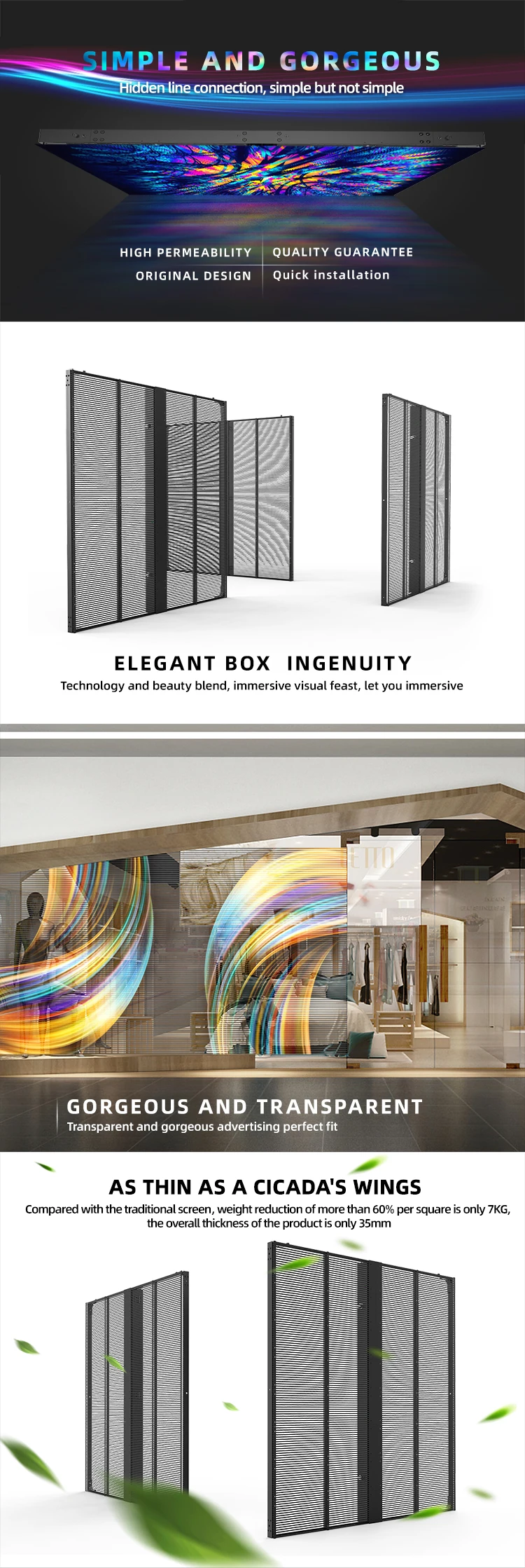 Innovative Transparent Led Panel P3.9-7.8 Led Transparent Screen Display P2.6-5.2 Pantallas Led Flexibles Y Transparentes