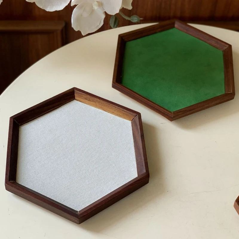 الجوز الأسود علبة مجوهرات الحد الأدنى حلقة تخزين الصواني القلائد الرجعية القرط سوار عرض البليت المنظم مجوهرات الدعامة