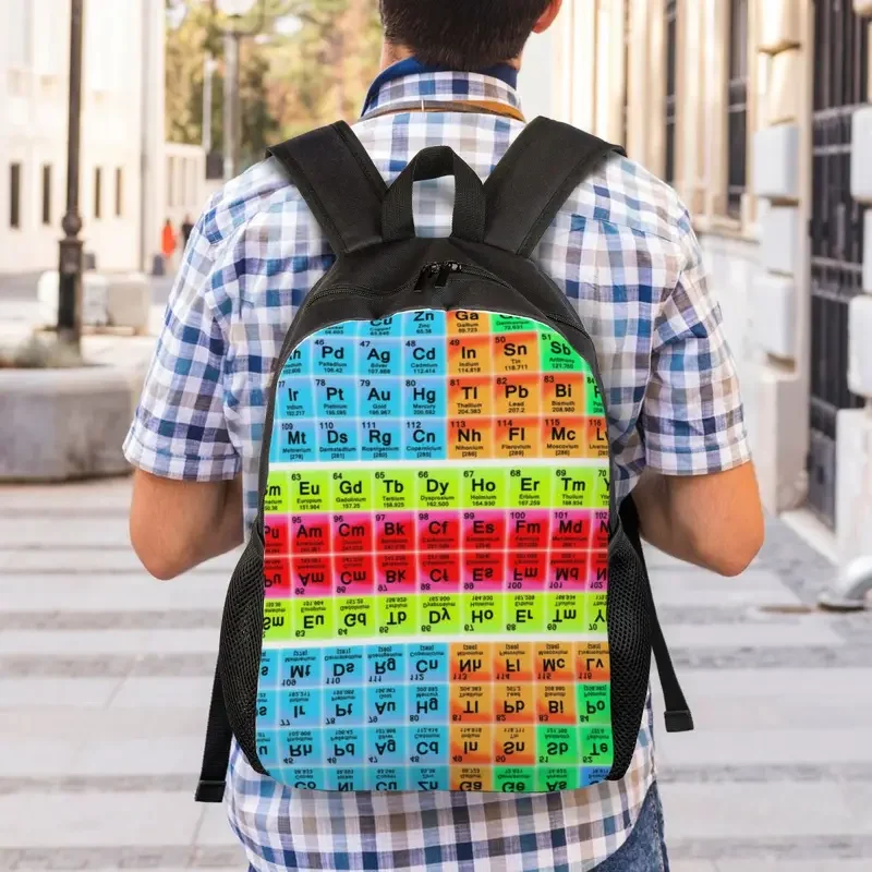 Mochilas de mesa periódica para homens e mulheres, elementos personalizados, impermeável, escola universitária, ciência, química, saco químico, sacos de impressão