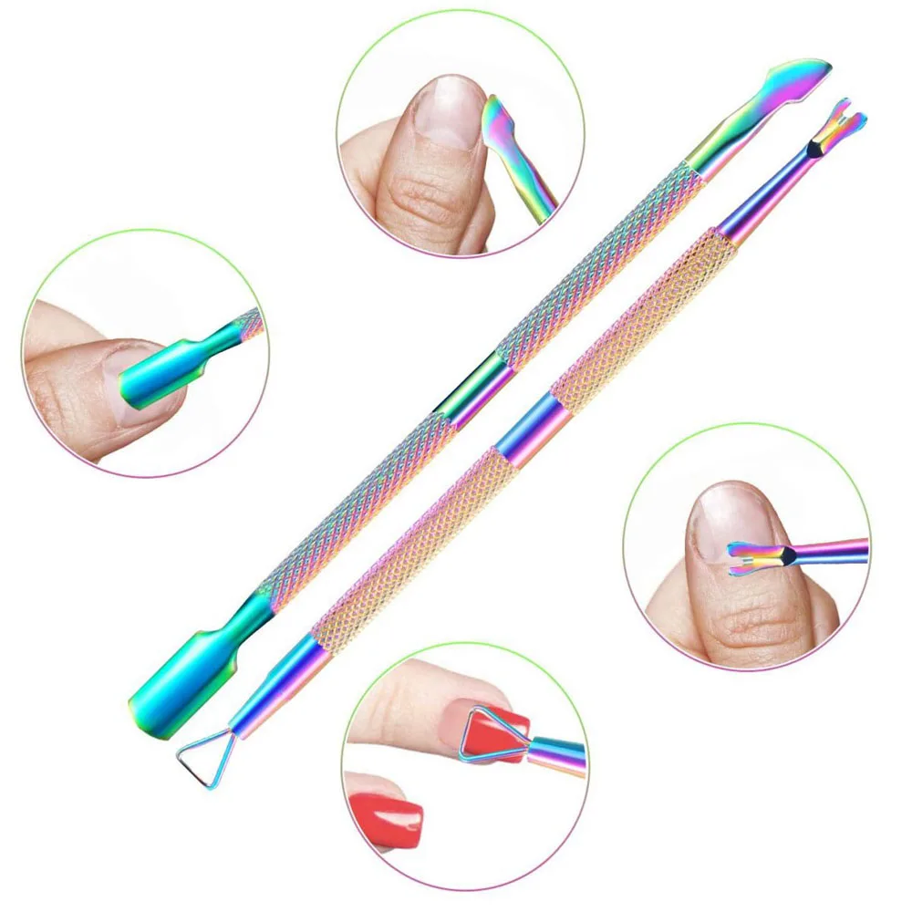 3 Pz/set In Acciaio Inox Taglierina Per Cuticole Forbice Tronchesi Doppio-end Spingipelle Kit di Rimozione Della Pelle Morta Manicure Strumenti di Pedicure